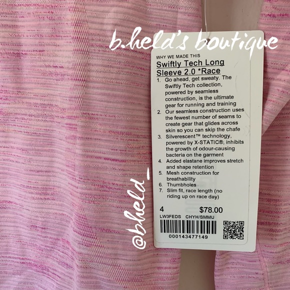 lululemon Swiftly Tech Long Sleeve Shirt 2.0 *RaceLength StrawberryMilkshake NWT - Picture 2 of 16